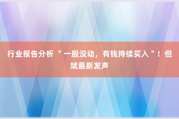 行业报告分析 ＂一股没动，有钱持续买入＂！但斌最新发声