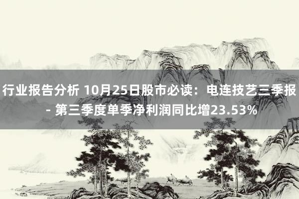 行业报告分析 10月25日股市必读：电连技艺三季报 - 第三季度单季净利润同比增23.53%