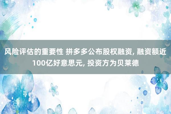 风险评估的重要性 拼多多公布股权融资, 融资额近100亿好意思元, 投资方为贝莱德