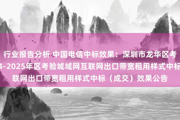 行业报告分析 中国电信中标效果：深圳市龙华区考验科学研究院2024-2025年区考验城域网互联网出口带宽租用样式中标（成交）效果公告