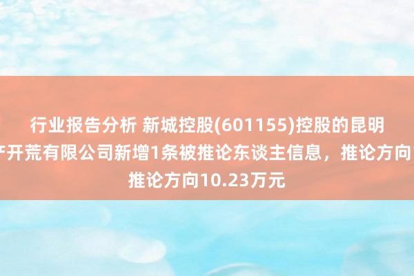 行业报告分析 新城控股(601155)控股的昆明悦宸房地产开荒有限公司新增1条被推论东谈主信息，推论方向10.23万元