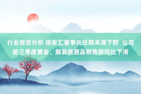 行业报告分析 徐家汇董事长任期未满下野  公司前三季度黄金、服装类居品销售额同比下滑