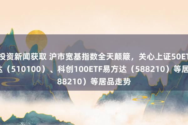 投资新闻获取 沪市宽基指数全天颠簸，关心上证50ETF易方达（510100）、科创100ETF易方达（588210）等居品走势