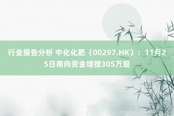 行业报告分析 中化化肥（00297.HK）：11月25日南向资金增捏305万股