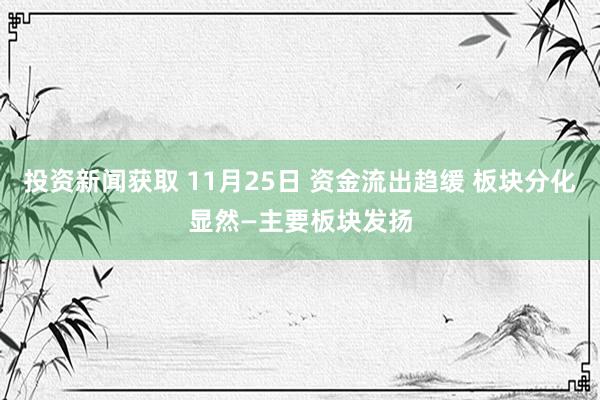 投资新闻获取 11月25日 资金流出趋缓 板块分化显然—主要板块发扬