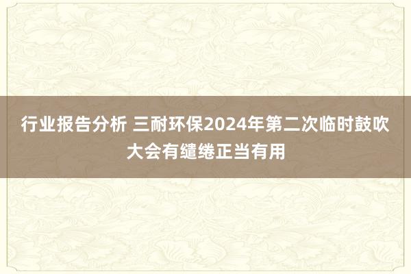 行业报告分析 三耐环保2024年第二次临时鼓吹大会有缱绻正当有用