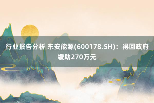 行业报告分析 东安能源(600178.SH)：得回政府缓助270万元