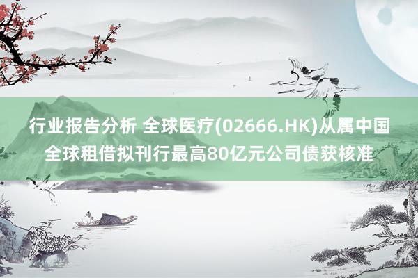 行业报告分析 全球医疗(02666.HK)从属中国全球租借拟刊行最高80亿元公司债获核准