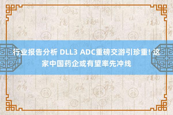 行业报告分析 DLL3 ADC重磅交游引珍重! 这家中国药企或有望率先冲线