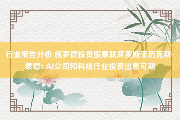 行业报告分析 施罗德投资股票联席垄断亚历克斯∙泰德: AI公司和科技行业投资出息可期