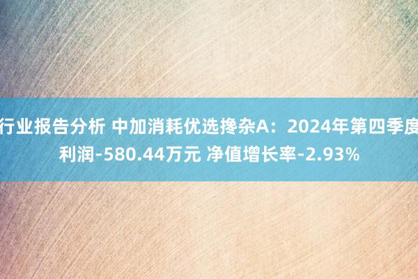 行业报告分析 中加消耗优选搀杂A：2024年第四季度利润-580.44万元 净值增长率-2.93%