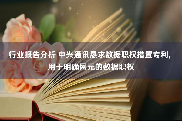 行业报告分析 中兴通讯恳求数据职权措置专利, 用于明确网元的数据职权