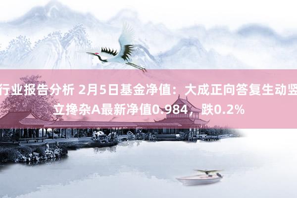 行业报告分析 2月5日基金净值：大成正向答复生动竖立搀杂A最新净值0.984，跌0.2%