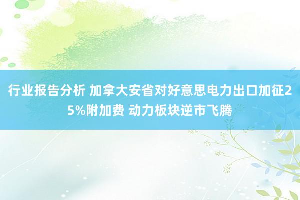 行业报告分析 加拿大安省对好意思电力出口加征25%附加费 动力板块逆市飞腾