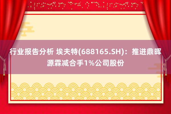 行业报告分析 埃夫特(688165.SH)：推进鼎晖源霖减合手1%公司股份