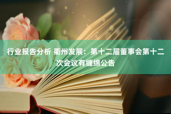 行业报告分析 衢州发展：第十二届董事会第十二次会议有缠绵公告