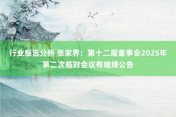 行业报告分析 张家界：第十二届董事会2025年第二次临时会议有缠绵公告