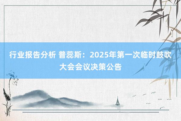 行业报告分析 普蕊斯：2025年第一次临时鼓吹大会会议决策公告