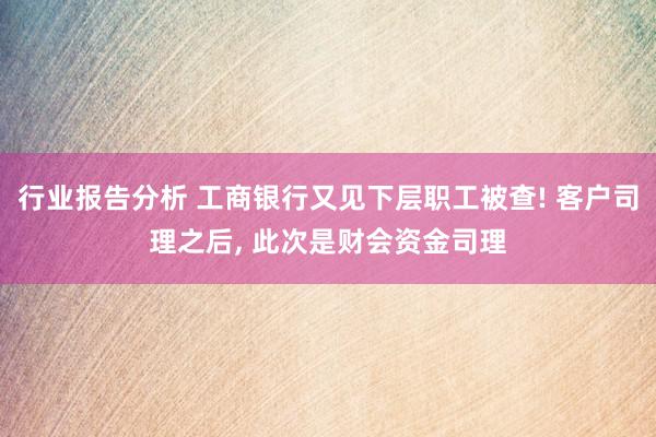 行业报告分析 工商银行又见下层职工被查! 客户司理之后, 此次是财会资金司理