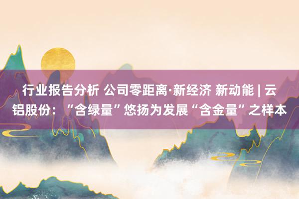 行业报告分析 公司零距离·新经济 新动能 | 云铝股份：“含绿量”悠扬为发展“含金量”之样本